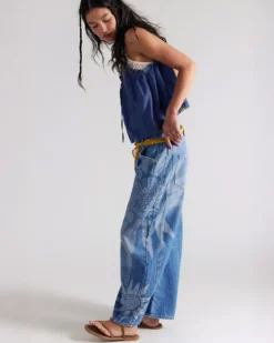 We The Free Good Luck Printed Barrel Jeans - Sun Fade